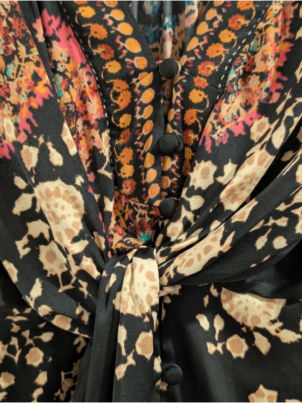 Free People "Night" V Neck ,Long Balloon Sleeves Blouse,Top Size Small - Picture 3 of 7